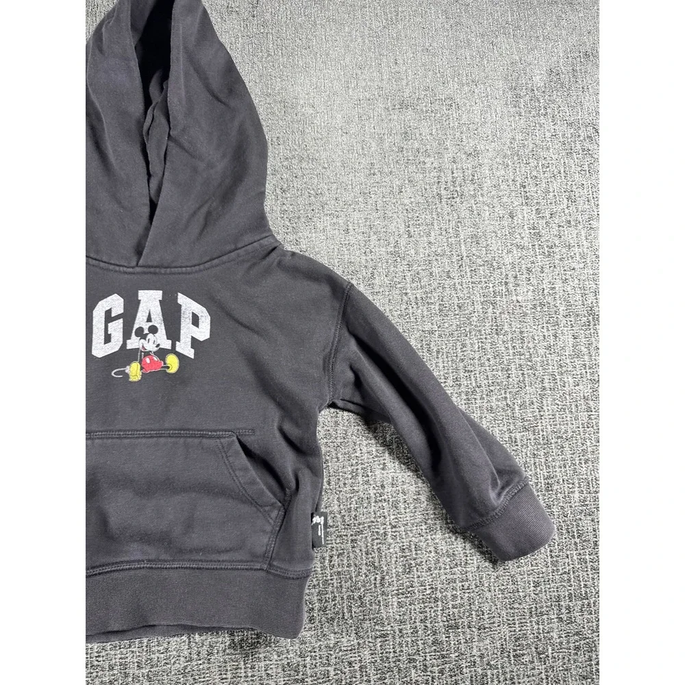 Gap x Disney Mickey Mouse Hoodie Toddler Boys 3T‎ Faded Black Arch Sweatshirt
